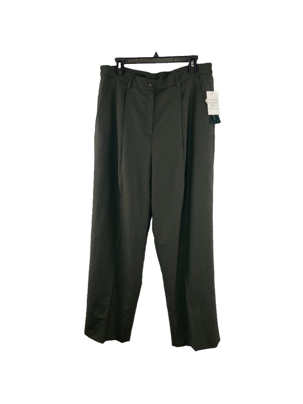 Ralph Lauren Size 14W Dark Green Wool Trousers Lined Pleat Womens Stretch